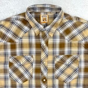 Resistol Double R Western Shirt Men's XXL Brown‎ Plaid Short Sleeve Pearl Snap